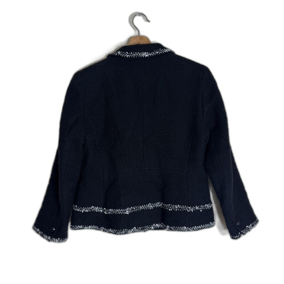 Talbots Jacket Womens 4 Black White Tweed Blazer Sequin Trim Pockets Button - Picture 9 of 10
